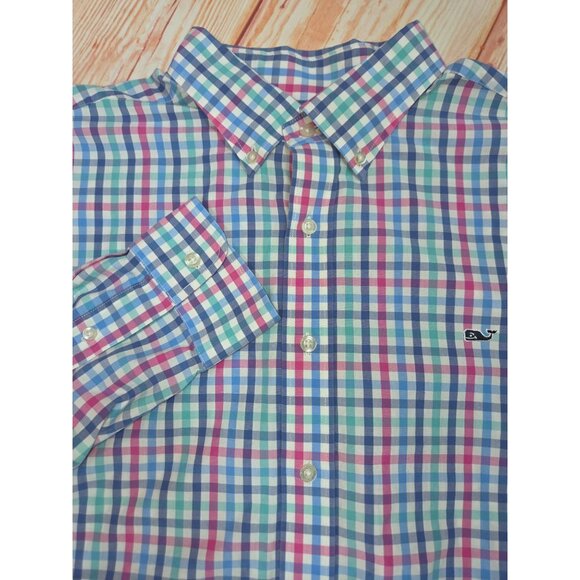 Vineyard Vines Mens XXL Whale Shirt Plaid Button Down 100% Cotton Long Sleeve - Picture 4 of 6